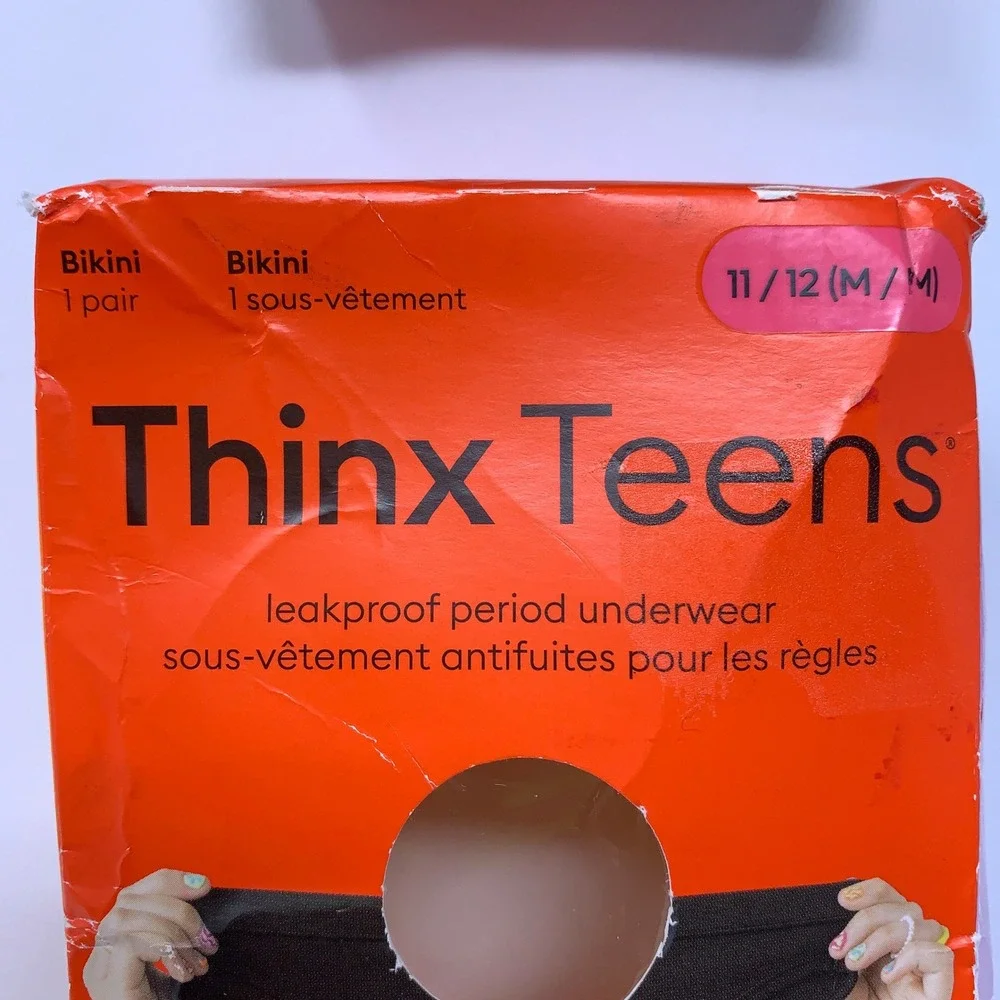 Thinx Teens 11/12 M Black Leakproof Period Bikini Underwear